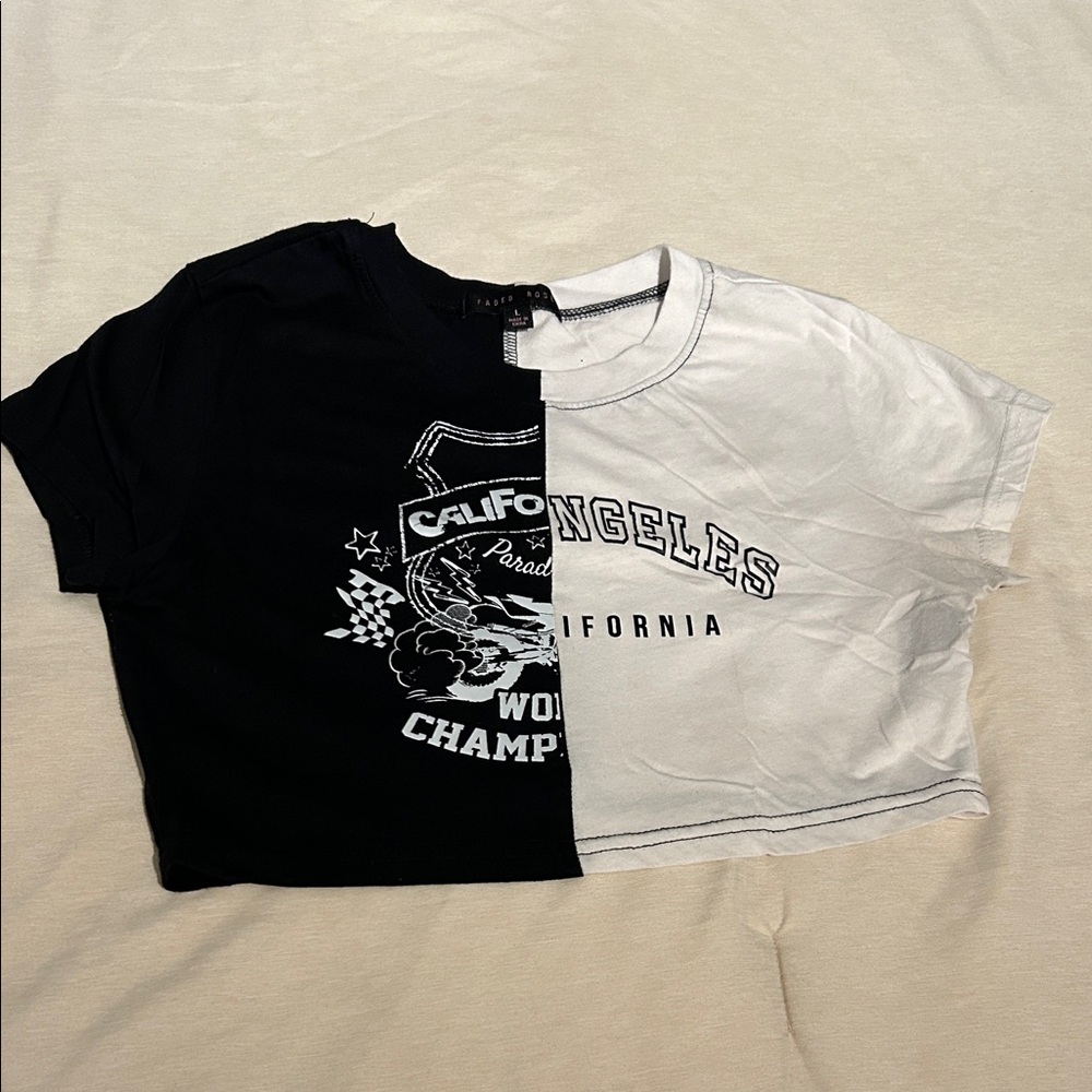 Black and White Split Graphic T-Shirt